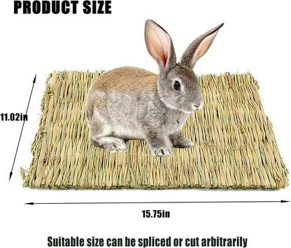 Hamiledyi Rabbit Grass Mat 15.75"x11" Large Natural Woven Hamster Grass Bed Nest Small Animal Handmade Bedding Hay Mat Chewing Play Toy for Guinea Pig Chinchilla Rabbit Squirrel Hedgehog(6 Pack)