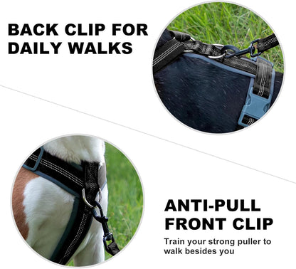 Plutus Pet No Pull Dog Harness, Adjustable Nylon Harness with Soft Padding, Reflective and Heavy Duty Dog Harness for Small, Medium, Large Dogs(Black, XS)