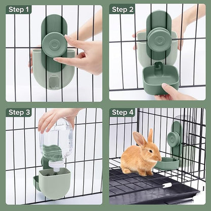 Kenond 28oz Hanging Automatic Rabbit Water Bottle, Guinea Pig Water Bottle No Drip, Gravity Water Dispenser for Cage, Suitable for Guinea Pig, Bunny, Hamsters and Other Small Animals(Green)