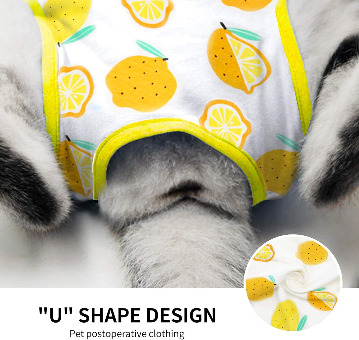 Cat Professional Surgical Recovery Suit,E-Collar Alternative for Cats Dogs,After Surgery Wear, Pajama Suit,Home Indoor Pets Clothing (L (8.5-11 Ibs), Lemon)