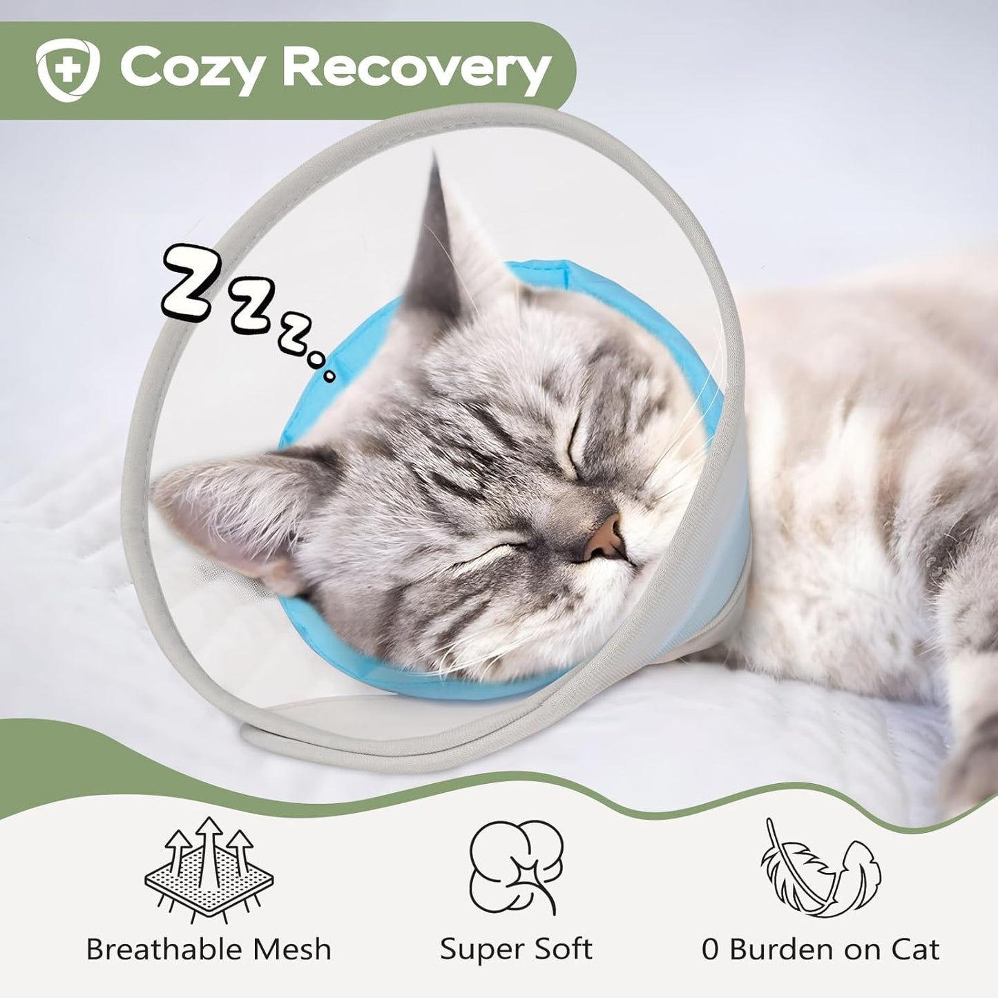 Cat Cone Collar Soft: Comfortable Waterproof Mesh Recovery Cone After Surgery to Stop Licking and Scratch, Alternative to Plastic Elizabeth Head/Neck Cone for Large Cats and Small Dogs