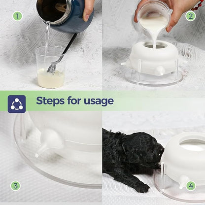 Puppy Feeders for Multiple Puppies, Nursing Nipple with 4 Nipples & Support Base – Perfect Replacement for Nursing Bottles, Puppy Feeder for Newborn Kittens & Puppies, 200ml Capacity(White)