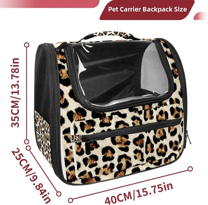 Modern Classic Leopard Print (1) Pet Carrier, Soft Sided Carrier for Small Dog Cat with Windows and Locking Safety Zippers