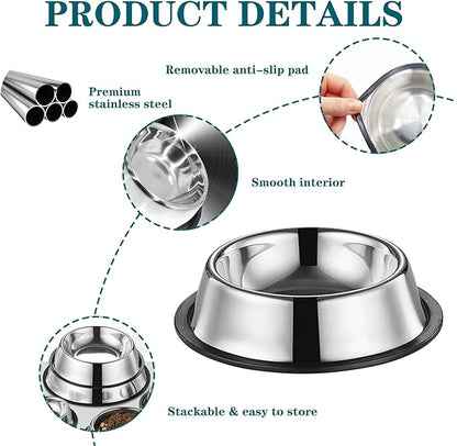 3Packs Cat-Bowls Cat Food Bowl - 4.5 Inch Non-Slip Stainless Steel Small Cats Wet Food Bowls 7 Oz Pet Feeding Bowl Whisker Fatigue Relief Cats Water Container for Kitten Puppy Small Dog