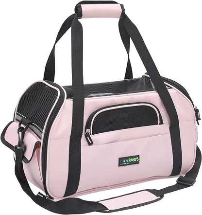 JESPET Soft-Sided Kennel Pet Carrier for Small Dogs, Cats, Puppy, Airline Approved Cat Carriers Dog Carrier Collapsible, Travel Handbag & Car Seat (Pink2, 19" L x 10" W x 13" H)