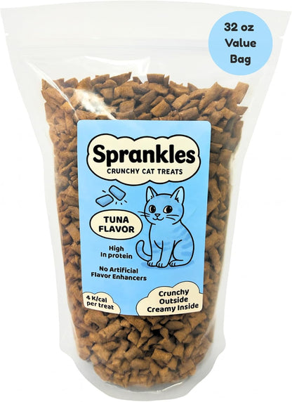 Crunchy Cat Treats – Dual‐Texture Crunch & Creamy Soft Feline Snack Bites for All Life Stages, Great for Training Treat Value Bags (2 Pound, Tuna)