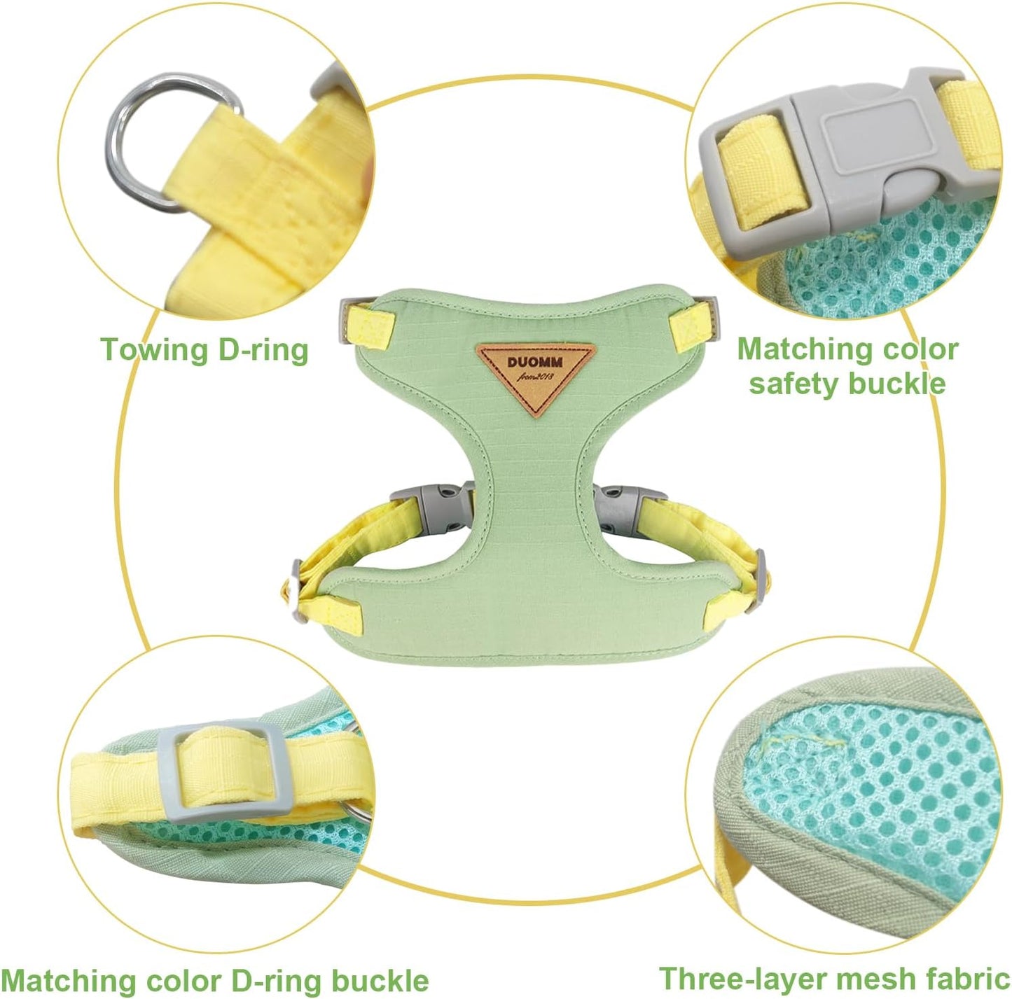 wanheart Cat Harness and Leash Set Escape-Proof Adjustable cat Leash and Harness Combo Suitable for All cat Breeds (Green, M)