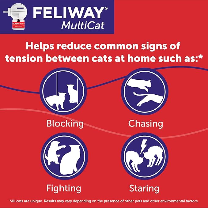 FELIWAY MultiCat 3 x 30 Day Cat Calming Refills for Pheromone Diffuser & Happy Snack Delicious Calming cat Treats (12-ct Chicken Flavor)