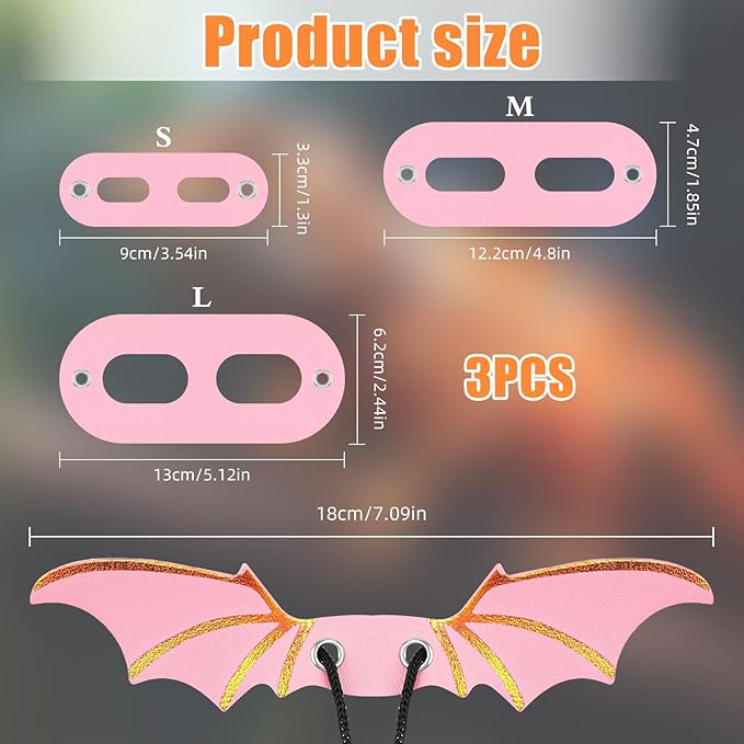 3PCS Pink Bearded Dragon Harness and Leash, Adjustable Lizard Harness with Wings for Reptile Lizard, Amphibians, Outdoor Walking Vest with Traction Rope (S, M, L)