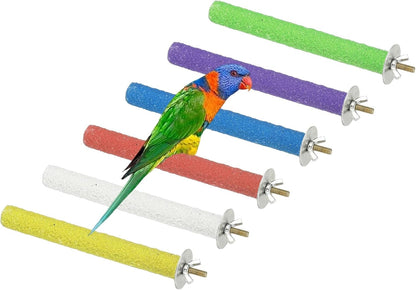 Parrot Perch, Wooden Parrot Perch Stand Toy, Paw Grinding Stick, Bird Cage Accessories, 6 x 0.6in (6 Colors, 6 Pcs) Birds Toys Intended for Cage/Parakeets/Conure