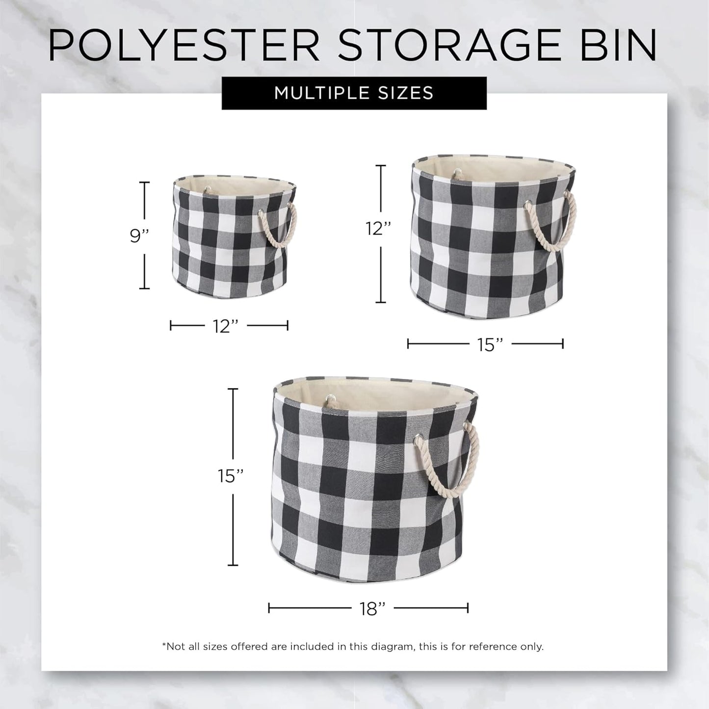 Bone Dry Pet Storage Collection Collapsible Bin, Black, Small Round