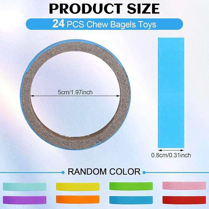 Jenaai 24 Pcs Chew Bagels Bird Toys for Parrots 2.4 Inch Wood Bird Chew Toys Colorful Cardboard Foraging Chew Foot Wooden Training Toy for Cockatiels Cockatoos Macaws and Similar Sized Pet Birds