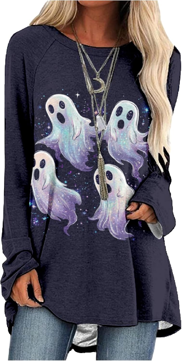 MARSVOVO Women Novelty Graphic Plus Size Sweater Crewneck Long Sleeve Cute Printed Loose Fit Casual Fall Sweaters Top