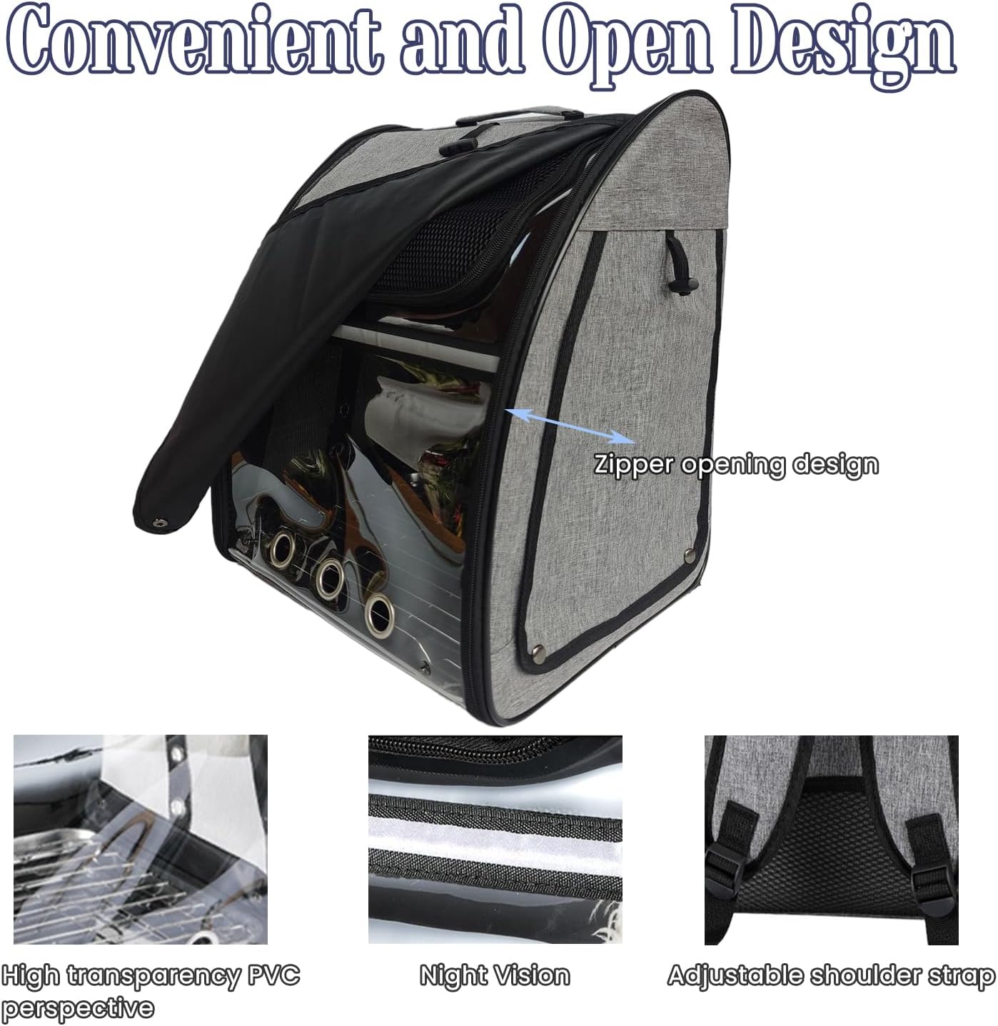 Portable Bird Carrier Backpack - Ideal Bird Travel Carrier for Parrot, Finch, Sparrow - Bird Backpack with Portable Cage