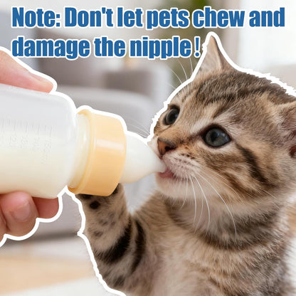 DEMORA Kitten Bottle Feeding Kit, Graduated Nursing Feeding Bottles for Pet Kitten Puppy Hamster Rabbit with Two Kinds of Replaceable Nipples Feeder (Clear, 5 oz)