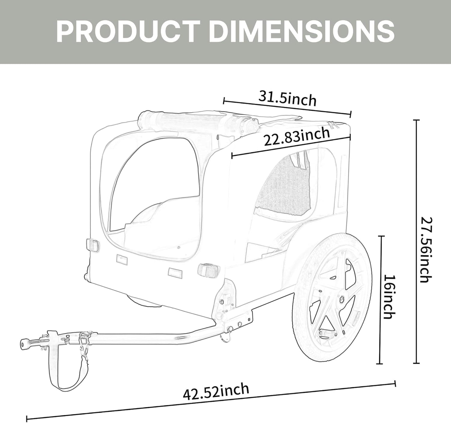 Pet Bike Trailer for Dogs, 88LBS Capacity Dog Bicycle Trailer with 20" Pneumatic Rubber Wheels, Multi-Directional Ventilation, Waterproof Cover, Perfect for Cycling with Pets