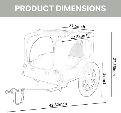 Pet Bike Trailer for Dogs, 88LBS Capacity Dog Bicycle Trailer with 20" Pneumatic Rubber Wheels, Multi-Directional Ventilation, Waterproof Cover, Perfect for Cycling with Pets