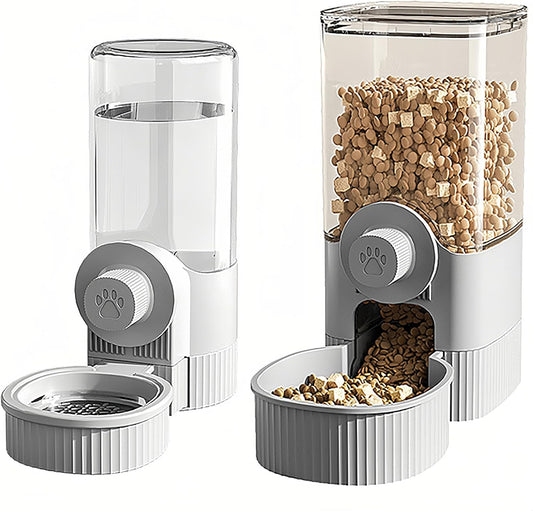 GKYZBB Hanging Automatic Food Water Dispenser,Rabbit Feeder Guinea Pig Water Bottle Food Feeder for Ferret Guinea Pig Rabbit Bunny Cage Accessories (Grey, 520ml+1200ml)