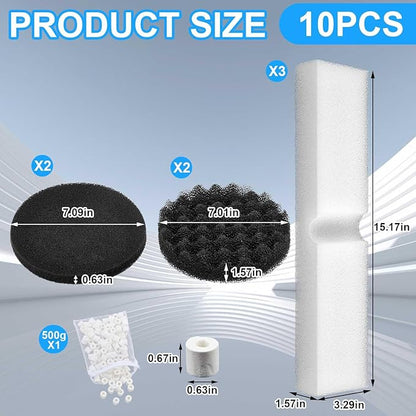 9 Pcs Replacement Filter Media Kit Compatible with Fluval Fx4/fx5/fx6 Aquarium Filters Including Biological-Foam Pads, Biological-Foam Block, Media, Carbon Foam Pad, Silicone Lube