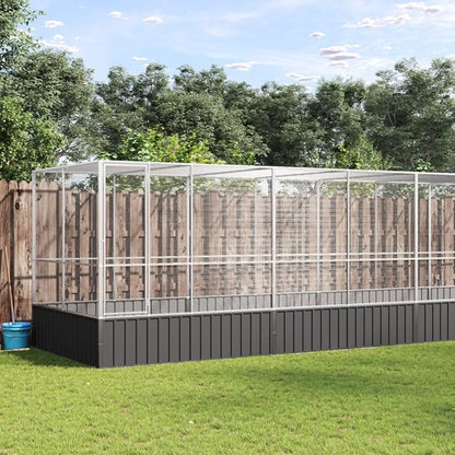 Galvanized Steel Large Flight King Bird Cage with Extension, Steel Outdoor Aviary, Outdoor Indoor Large Bird Cage Aviary Pet House for Cockatiels African Parakeets, 409.1"x81.5"x83.5",-313