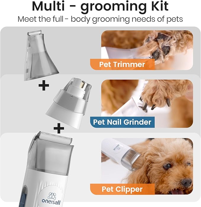 oneisall Dog Grooming Vacuum, Pet Grooming Vacuum with Clipper Nail Grinder, 1.5L Dust Cup Dog deshedding Vacuum Brush with 7 Pet Grooming Tools for Shedding Pet Hair, Home Cleaning(Blue)