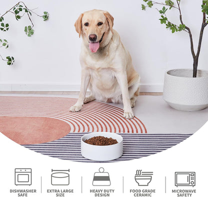 6'' Ceramic Dog Bowl - 30Oz Classic Dogs Food & Water Bowl for Small and Medium Breed Dogs, Heavy Duty Non-Slip Dog Dishes, Food Grade Stoneware Pet Bowl, Dishwasher & Microwave Safe, White