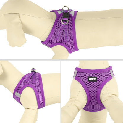 YIMEIS Dog Harness and Leash Set, No Pull Soft Mesh Pet Harness, Reflective Adjustable Puppy Vest for Small Medium Large Dogs, Cats (Purple, X-Small (Pack of 1)