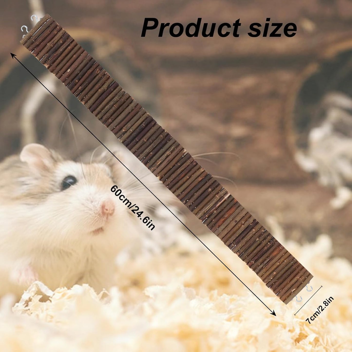 Hamster Wooden Suspension Bridge Rat Climbing Bendable Wooden Ladder Small Animals Arch Bridge Toys for Hamsters Mouse Rat Chipmunk Pig Gerbils Mice Other Small Rodents Animals(25.6L x 2.8W)