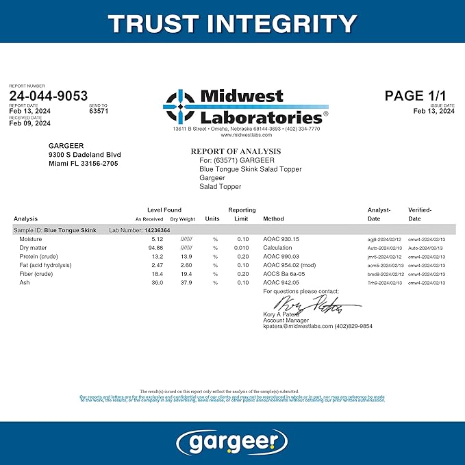 2oz Blue Tongue Skink Food Supplement, Flower Salad Mix Topper. Supercharge Juveniles & Adults Appetite, Health & Immune System. Complete Diet, Rich with Vitamins, Made in The USA. Enjoy!