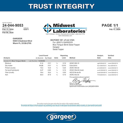 2oz Blue Tongue Skink Food Supplement, Flower Salad Mix Topper. Supercharge Juveniles & Adults Appetite, Health & Immune System. Complete Diet, Rich with Vitamins, Made in The USA. Enjoy!