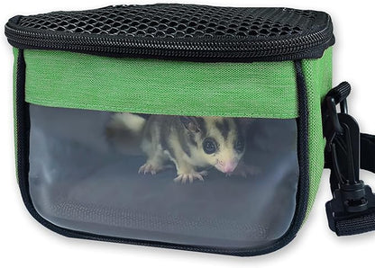 Small Pet Carrier Bag - Single - Shoulder Outdoor Carrier for Hamsters, Sugar Gliders & Flying Squirrels Portable Small Pet Travel Bag (Green)