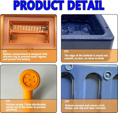 kathson Parrot Bathtub,Automatic Bird Shower Box,Multifunctional Parakeet Bathtub with Faucet,Bird Bathing Tub Pool Toy for Small Medium Birds Cockatiel Lovebird Budgie（Sapphire Blue）