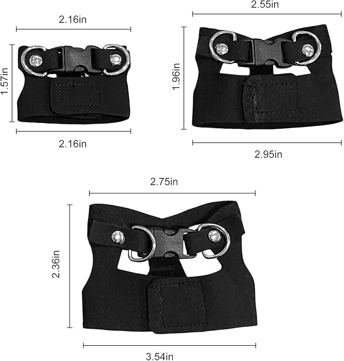 Bearded Dragon Harness and Leash Set, 3 Size Adjustable Soft Leather Reptile Leash, Lizard Harness with Retractable, Small Animal Outdoor Walking Vest with Traction Rope, 3 Pack, Black