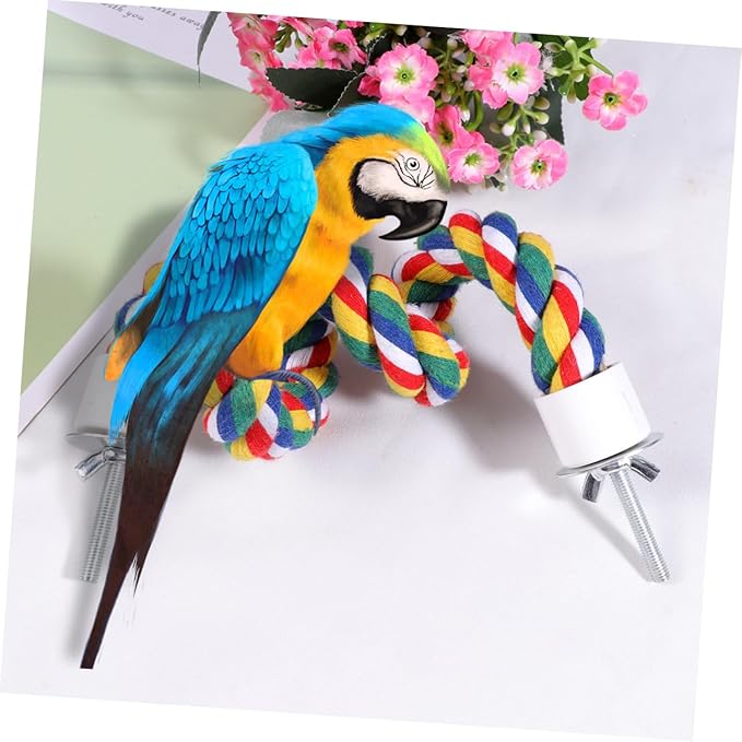 iplusmile Colorful Bird Rope Perch Stand, Birdcage Swing Spiral Chew Toys Climbing Standing Bungee Rope Perches Cage Accessories for Cockatiels Parrots (80CM/31.4 inch)