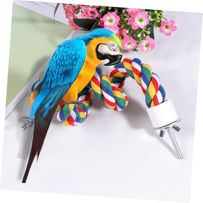 iplusmile Colorful Bird Rope Perch Stand, Birdcage Swing Spiral Chew Toys Climbing Standing Bungee Rope Perches Cage Accessories for Cockatiels Parrots (80CM/31.4 inch)