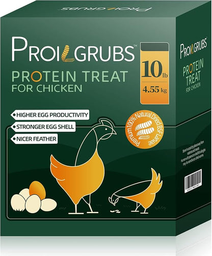 PROILGRUBS 10 LBS - Non-GMO-Dried Worms for Chickens All Natural Dried Black Soldier Fly Larvae Treats, High Protein Worms for Chickens, Hens, Birds...