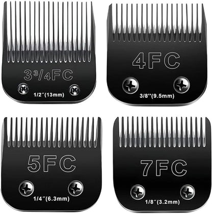 4PCS Dog Grooming Replacement Blades Compatible with Andis/Oster A5/Wahl KM-10 Series Dog Clippers,Detachable Clipper Replacement Blade,Black (4PCS Black-#3FC+4FC+5FC+7FC)