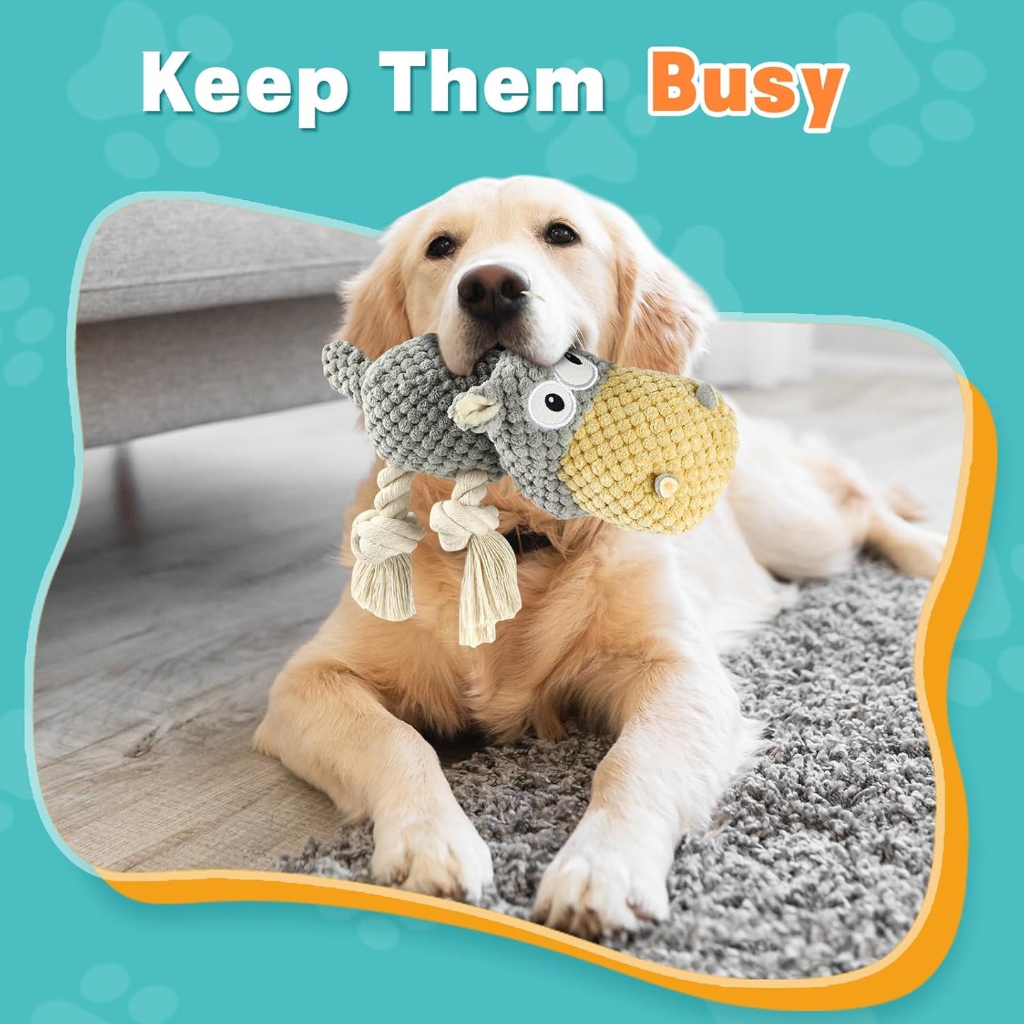 Dog Toys for Aggressive Chewers - Squeaky Dog Toys to Keep Them Busy for Large Dogs (Gray, Medium)