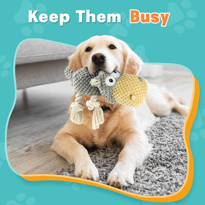 Dog Toys for Aggressive Chewers - Squeaky Dog Toys to Keep Them Busy for Large Dogs (Gray, Medium)