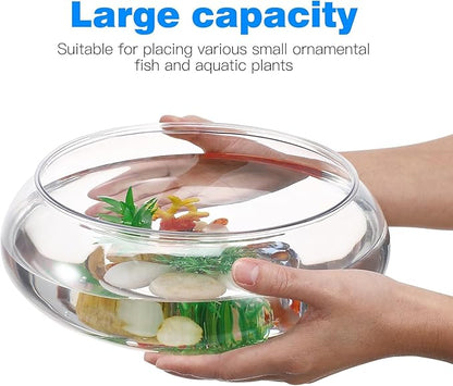 0.74 Gallon Round Fish Bowl, Plastic Clear Bowl Vase Shallow Planter Bubble Bowl Aquatic Plant Pot Hydroponic Plants Succulent Planter Fish Tank Aquarium Bowl for Home Office Decor