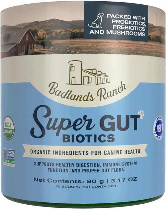 Badlands Ranch - Super Gut Biotics Canine Digestive Supplement,Probiotics, Prebiotics, Supports Healthy Digestion, Immune System Function and Gut Flora by Katherine Heigl (30 Scoops)