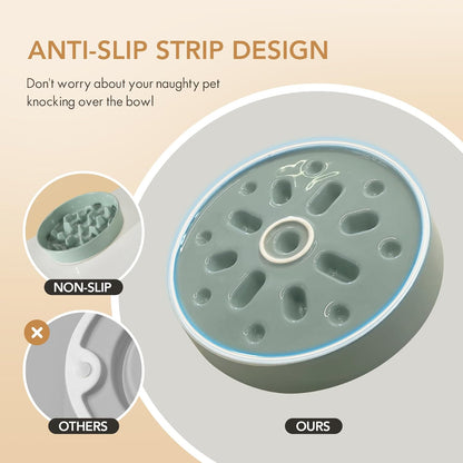 Ceramic 3.2 Cup Dog Bowl Slow Feeder, 9.5 inch Slow Pet Food Dish for Large Dog, Stop Bloat, Preventing Choking(Single Bowl,Light Green)