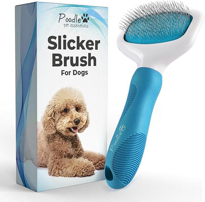 Poodle Pet Slicker Brush - For Dogs, Cats, and Rabbits - Removes Matted Fur, Knots, and Loose Hair - Suitable for Grooming Doodles and Goldendoodles with Short or Long Hair