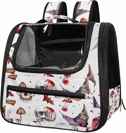 Airline Approved Soft Sided Pet Carrier, Witch Hat Broom Skull Lollipops Eyes Bones 3 Pet Travel Bag for Cats & Dogs, Durable, Breathable Pet Travel Bag for Airplane, Car & Train