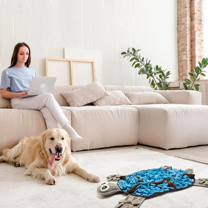 Snuffle Mat for Dogs, Tortoise-Themed Slow Feeder for Small/Middle/Large Breed, Durable Washable Portable Pet Feeding Mat, Nose Work Training Pad, Anxiety Relief & Mental Stimulation(S, Blue)