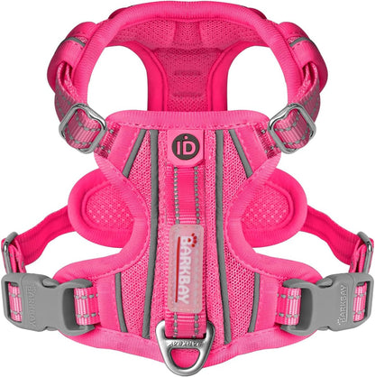 BARKBAY Dog Harness No Pull with ID Tag Pocket - Heavy Duty, Reflective, Easy Control for Large Dogs(Pink,XS)