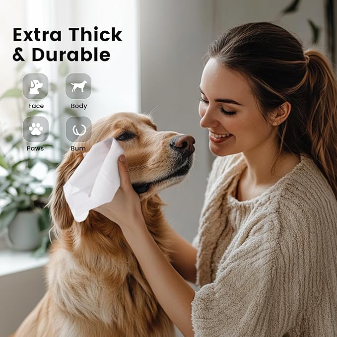 Gardner Pet Bamboo Dog Wipes for Paws and Butt, Dog Wipes Cleaning Deodorizing, Soothing Pets Wipes with Coconut Oil, Extra Thick Cat Wipes, Puppy Wipes, Unscented 100 Count