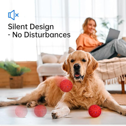Smart Interactive Dog Toy, Automatic Moving, Bouncing and Stimulation, Silent Foam Material, IP54 Waterproof Rating, Active Rolling,Dog Ball for Medium and Large Dogs,Dog Birthday (Red)