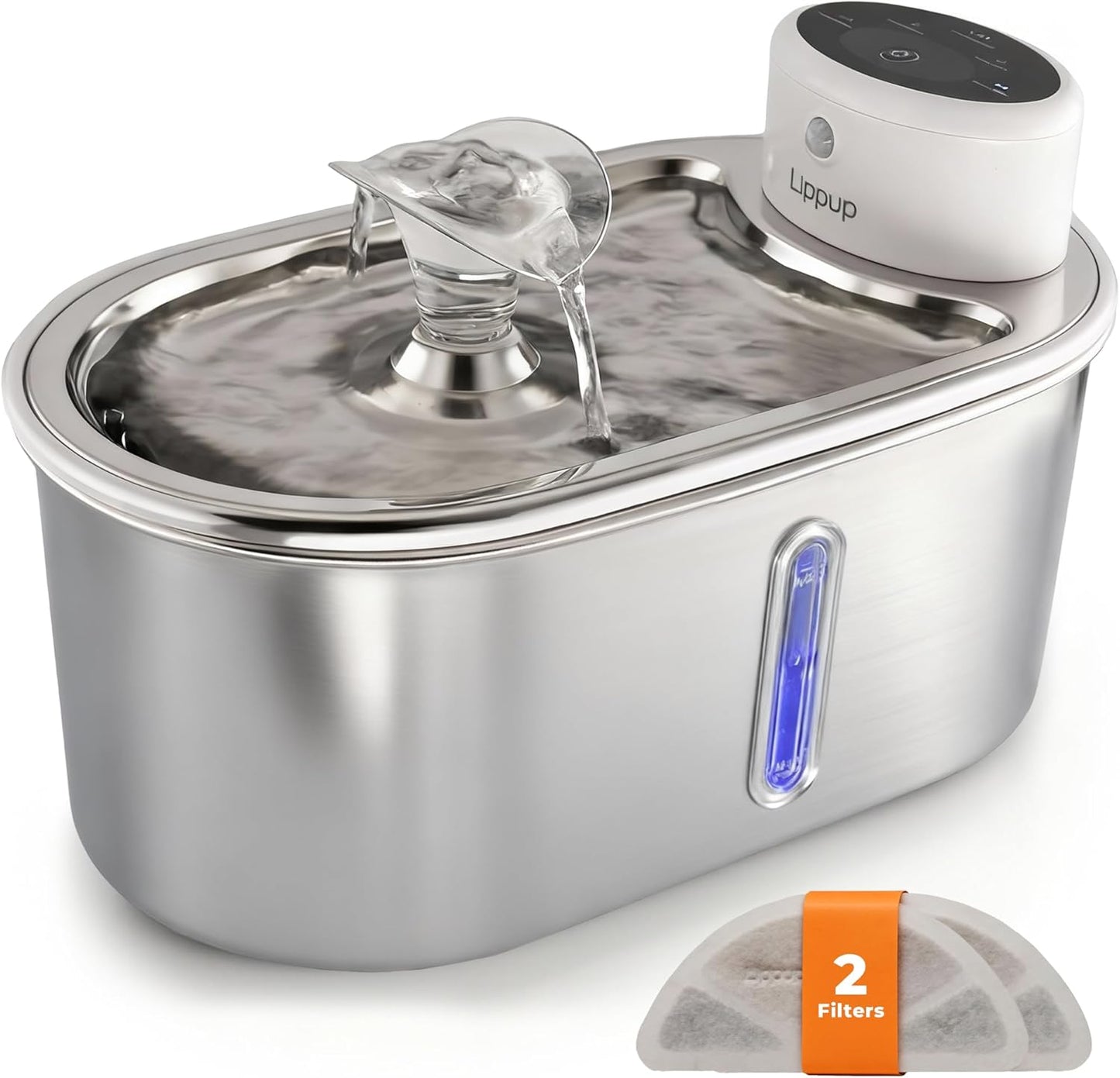 Wireless Cat Water Fountain Stainless Steel 108oz/3.2L, Cordless, Battery Operated Cat Fountain (Last up to 50 Days), Ultra Quiet, 2 Flow Modes, Multi-Filtration, BPA Free, Includes 2 Filters - White