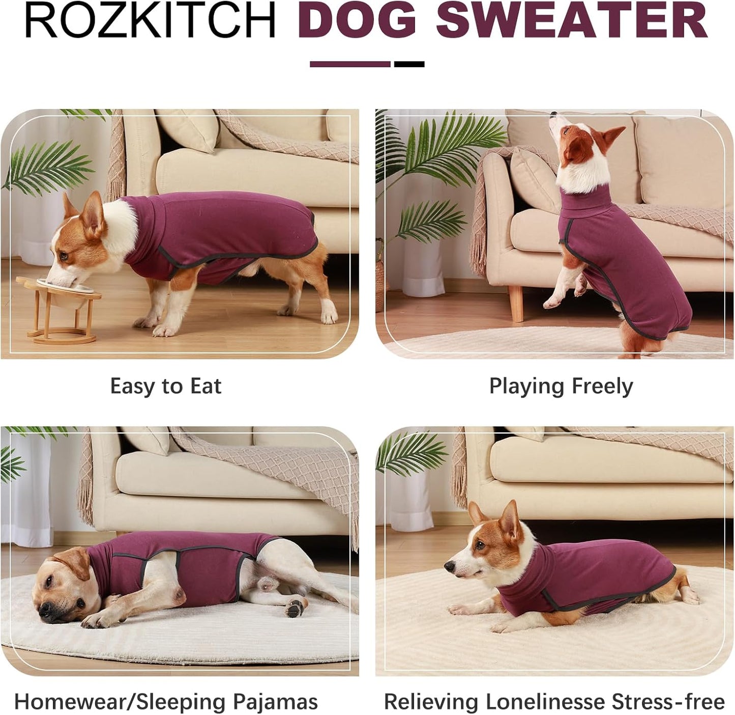 ROZKITCH Dog Winter Coat Soft Pullover Pajamas, Pet Windproof Warm Cold Weather Jacket Vest Cozy Jumpsuit Apparel Outfit Clothes for Walking Hiking Travel Sleep Red 2XS